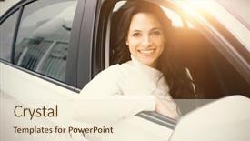 Presentation with woman car driver map - Slide set having alternator - woman in a car background and a cream colored foreground