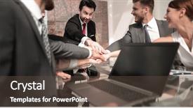  Presentation with unity - Presentation theme featuring altogether - happy business team showing unity background and a tawny brown colored foreground