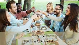  Presentation with toasting - Slide set consisting of altogether - toasting by festive dinner background and a coral colored foreground