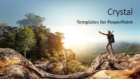  Presentation with mountain top - Audience pleasing PPT layouts consisting of altura - hiker with backpack standing backdrop and a light blue colored foreground