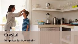  Presentation with height - PPT layouts featuring altura - mother measuring son's height background and a coral colored foreground