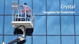  Presentation with facade - Amazing PPT layouts having altura - window cleaner working backdrop and a teal colored foreground