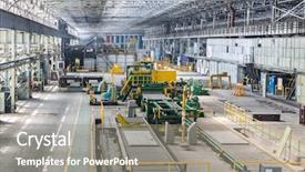  Presentation with aluminium - Slide deck with aluminium - production workshop with special equipment background and a gray colored foreground