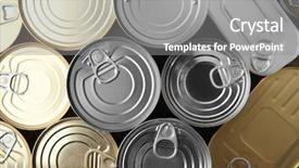  Presentation with background - Slide deck having aluminum - tin cans as background background and a gray colored foreground
