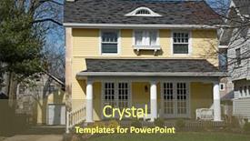  Presentation with yellow - Slide set enhanced with aluminum - yellow house with columned porch background and a tawny brown colored foreground