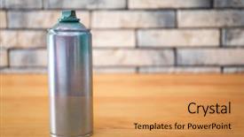  Presentation with wall paint - Amazing PPT theme having aluminum aerosol can with paint backdrop and a yellow colored foreground
