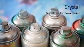  Presentation with aerosol - Audience pleasing slide deck consisting of aluminum aerosol cans with paints backdrop and a light blue colored foreground