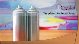  Presentation with aerosol - Slide set consisting of aluminum aerosol cans with paints background and a light blue colored foreground