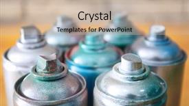  Presentation with aerosol - Colorful slide set enhanced with aluminum aerosol cans with paints backdrop and a soft green colored foreground