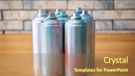  Presentation with aerosol - Slide deck having aluminum aerosol cans with paints background and a tawny brown colored foreground