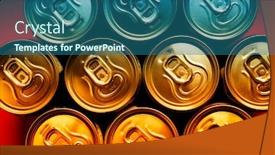  Presentation with beer - PPT layouts having aluminum-beer-cans-top-view background and a ocean colored foreground