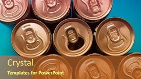  Presentation with beer - Theme having aluminum-beer-cans-top-view background and a red colored foreground