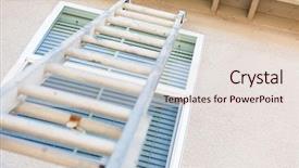  Presentation with safety construction - Slide deck enhanced with aluminum construction ladder leaning background and a sky blue colored foreground