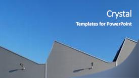  Presentation with facade - Colorful PPT theme enhanced with aluminum facade of a factory building backdrop and a teal colored foreground