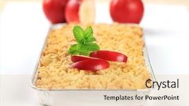  Presentation with few apple crumbs - Colorful PPT layouts enhanced with aluminum foil - apple crumble pie backdrop and a  colored foreground