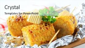  Presentation with corn - Amazing presentation design having aluminum foil - corn skewer side dish backdrop and a white colored foreground