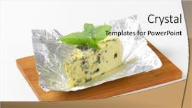  Presentation with glamorous blue - Slides enhanced with aluminum foil - french blue cheese background and a  colored foreground