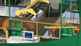  Presentation with machine shop - Colorful slide set enhanced with aluminum on machine in workshop backdrop and a tawny brown colored foreground