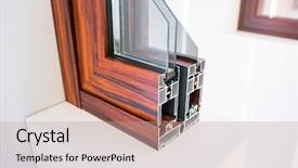  Presentation with bathroom - PPT layouts with aluminum profile for window door background and a coral colored foreground