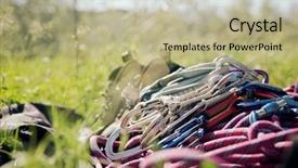  Presentation with helical gear - PPT theme consisting of aluminum safety - climbing gear morata de jalon background and a  colored foreground