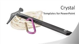  Presentation with hanging rope pictures white - Slides featuring aluminum safety - ice axe carbine and rope background and a white colored foreground