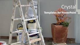  Presentation with wall paint - Presentation theme consisting of aluminum-stepladder-and-buckets background and a  colored foreground