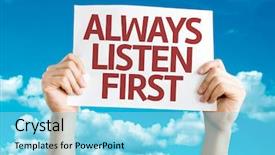  Presentation with first - Slide deck enhanced with always listen first card background and a arctic colored foreground