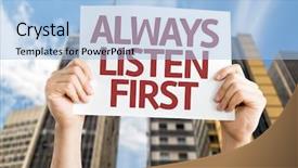  Presentation with urban - Slide set consisting of always listen first card background and a light blue colored foreground