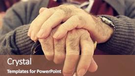  Presentation with old man - Colorful PPT theme enhanced with alzheimer disease - closeup of the hands backdrop and a coral colored foreground