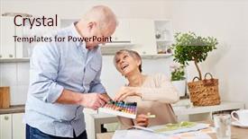  Presentation with dementia - Slide set consisting of alzheimer disease - creative senior woman with dementia background and a lemonade colored foreground