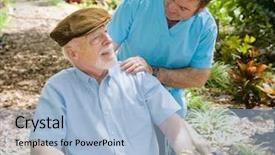  Presentation with male nurse - Cool new presentation theme with alzheimer disease - disabled senior man backdrop and a light blue colored foreground