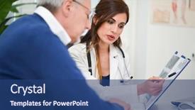  Presentation with examination - Slides having alzheimer disease - doctor showing an examination report background and a ocean colored foreground