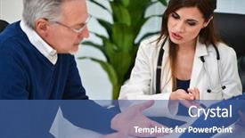  Presentation with alzheimer - PPT theme with alzheimer disease - doctor talking to his patient background and a ocean colored foreground