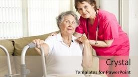  Presentation with elderly home - PPT theme enhanced with alzheimer disease - friendly nurse cares background and a soft green colored foreground