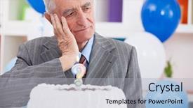  Presentation with old man and his music - Slides having alzheimer disease - sad senior man forgot how background and a light gray colored foreground