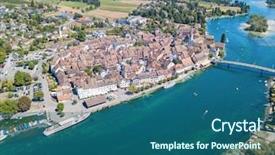  Presentation with medieval - Slide deck consisting of am - aerial view of stein-am-rhein medieval background and a  colored foreground