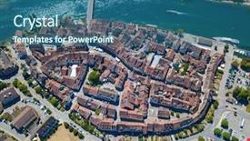  Presentation with medieval - Slide deck consisting of am - aerial view of stein-am-rhein medieval background and a ocean colored foreground