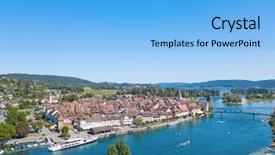  Presentation with medieval - Beautiful theme featuring am - aerial view of stein-am-rhein medieval backdrop and a light blue colored foreground
