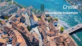  Presentation with city of chicago aerial view - Beautiful presentation theme featuring am - aerial view of stein-am-rhein medieval backdrop and a teal colored foreground