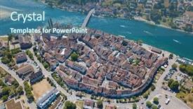  Presentation with medieval - Audience pleasing PPT theme consisting of am - aerial view of stein-am-rhein medieval backdrop and a ocean colored foreground