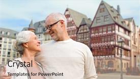  Presentation with senior couple - Presentation design with am - tourism travel and people concept background and a lemonade colored foreground