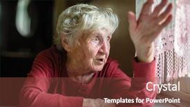  Presentation with elderly woman in nursing - Slide deck consisting of am 90 - emotions of elderly woman sitting background and a tawny brown colored foreground