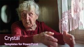  Presentation with elderly woman in nursing - Slides having am 90 - emotions of elderly woman sitting background and a wine colored foreground