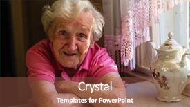  Presentation with elderly home - PPT layouts featuring am 90 - portrait of an elderly woman background and a tawny brown colored foreground