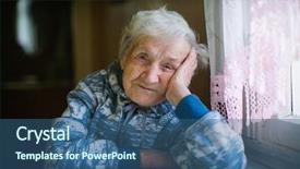  Presentation with elderly woman in nursing - Theme having am 90 - portrait of russian elderly woman background and a ocean colored foreground