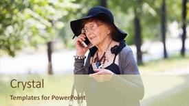  Presentation with old - Slides featuring am 90 - stylish 90 years old woman background and a soft green colored foreground