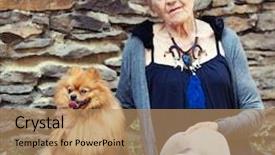  Presentation with old - Cool new PPT theme with am 90 - stylish 90 years old woman backdrop and a coral colored foreground