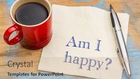  Presentation with coffee cup - Amazing theme having am-i-happy-question-handwriting backdrop and a coral colored foreground