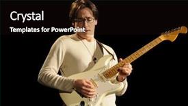  Presentation with lead - Colorful presentation theme enhanced with amalgam - male lead guitarist backdrop and a  colored foreground
