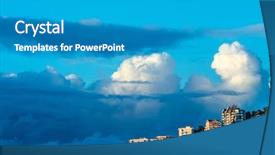  Presentation with sky - Colorful slide set enhanced with aman - city on sky background backdrop and a teal colored foreground